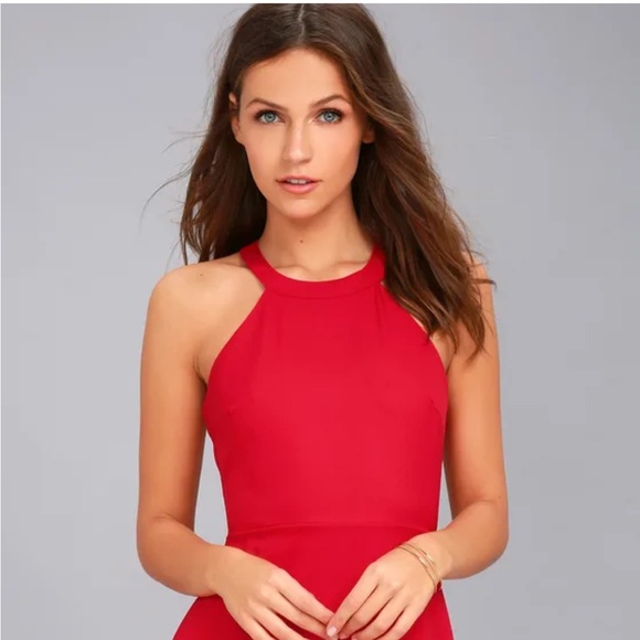 Lulu’’s Mamacita Halter Skater Mini Dress Red Size Small - Picture 9 of 13